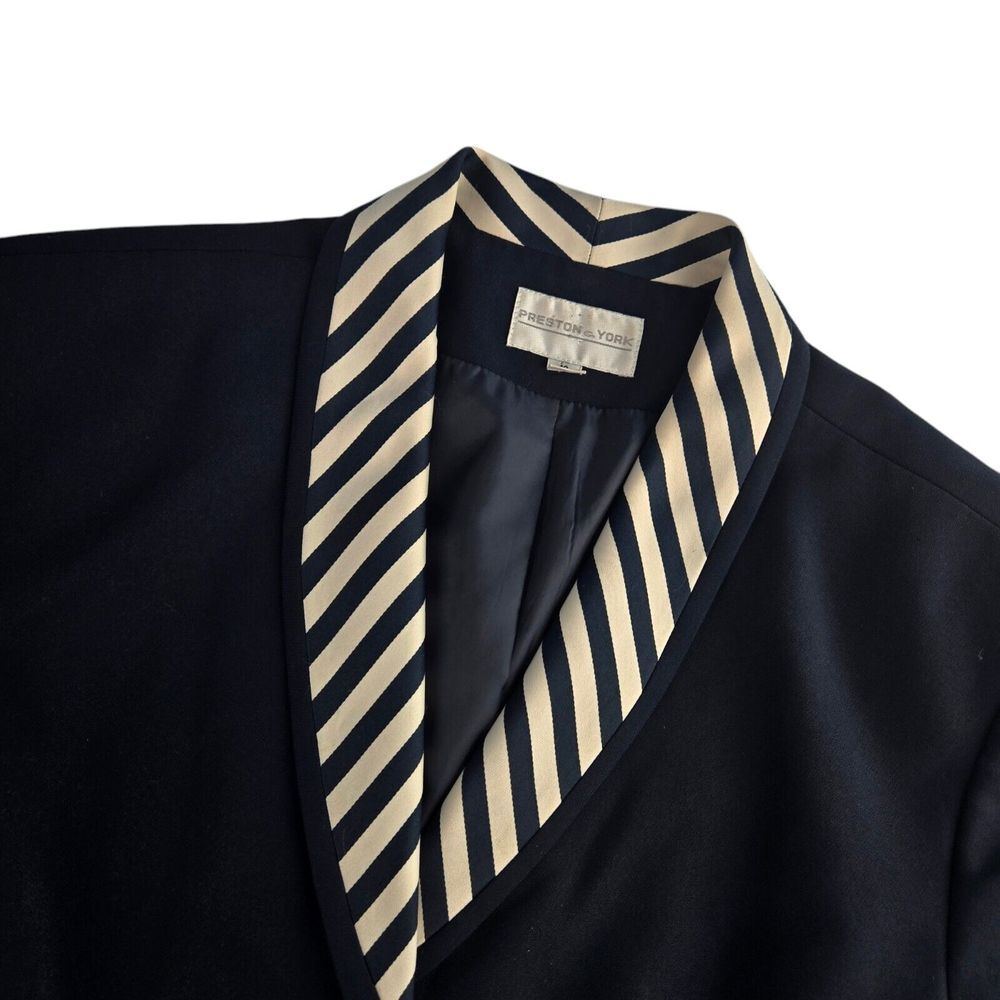 Preston & York Womens 18 Navy Blue 3 Button Shawl Lapel 2 Piece Skirt Set‎